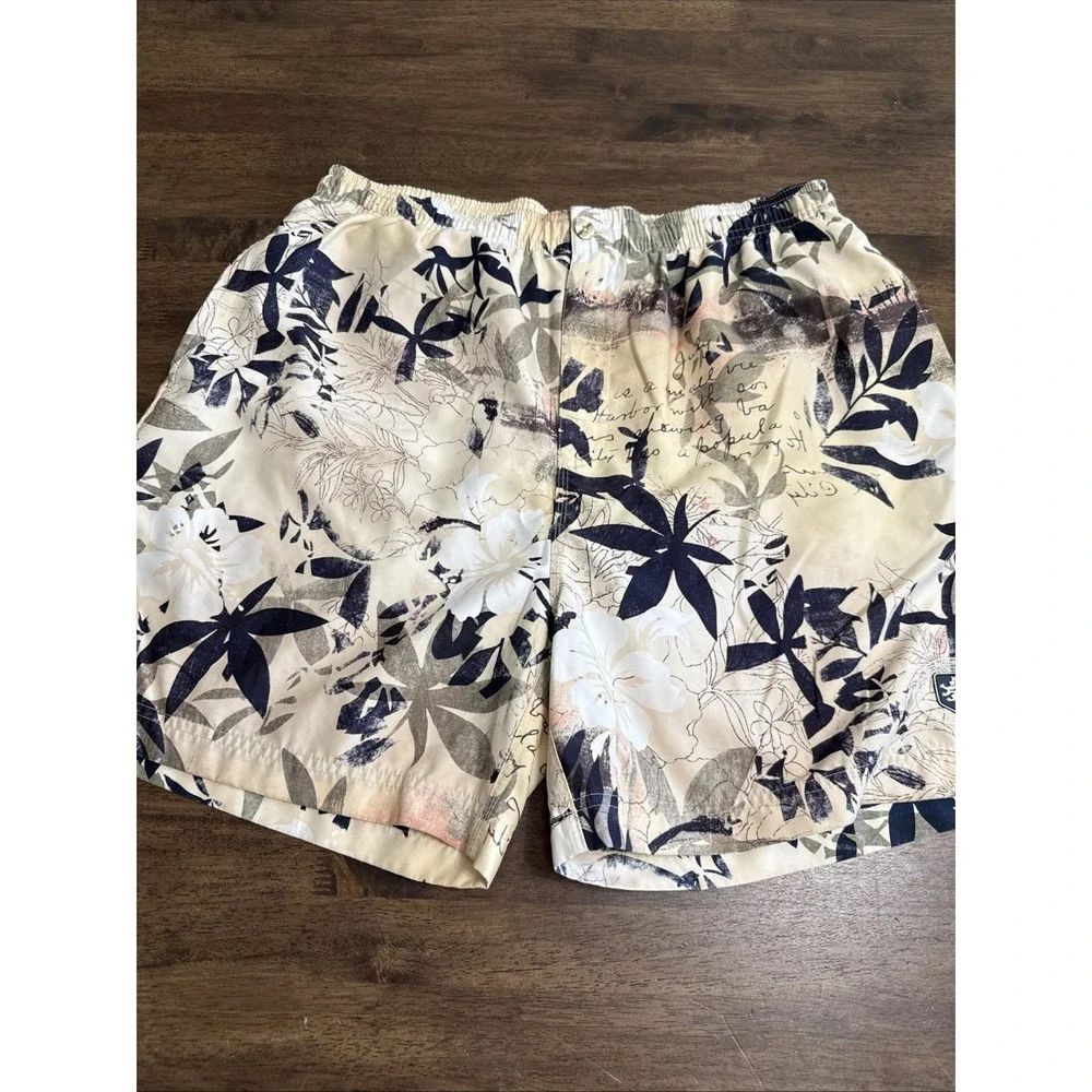 Nat Nast Swim Trunks Mens Large Drawstring Mesh Lined Tropical Surf Beach Pool